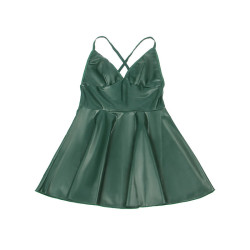 Subblime - 955434 Robe À Bretelles En Cuir Vert S/M